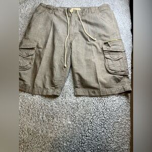 CHOR Unisex Plaid Drawstring Cargo Shorts Sz 36